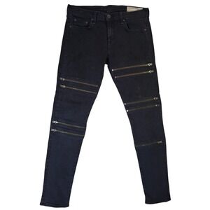 rag & bone Moto Skinny Jeans Women's 28* Black Denim Stretch Front Zippers